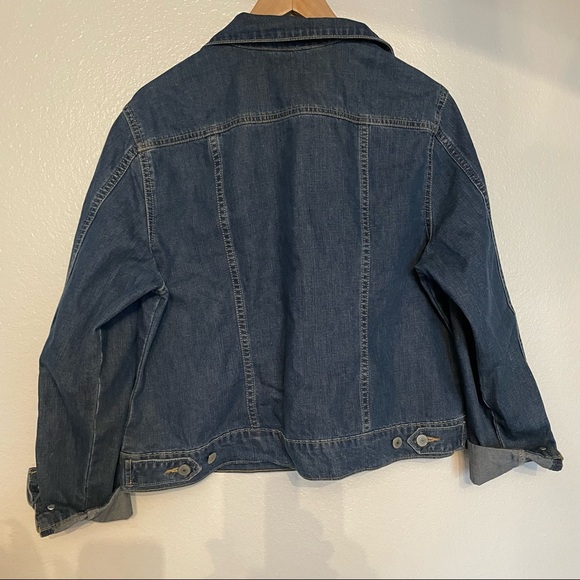 Lands’ End - Dark wash denim trucker jacket. Size L (14-16). - Picture 6 of 7